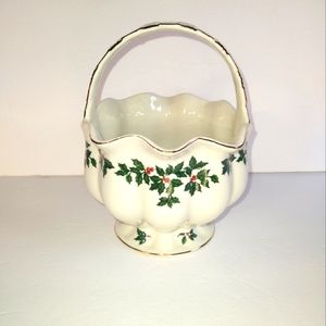 Madison & Max Holly Collection Porcelain Christmas Basket